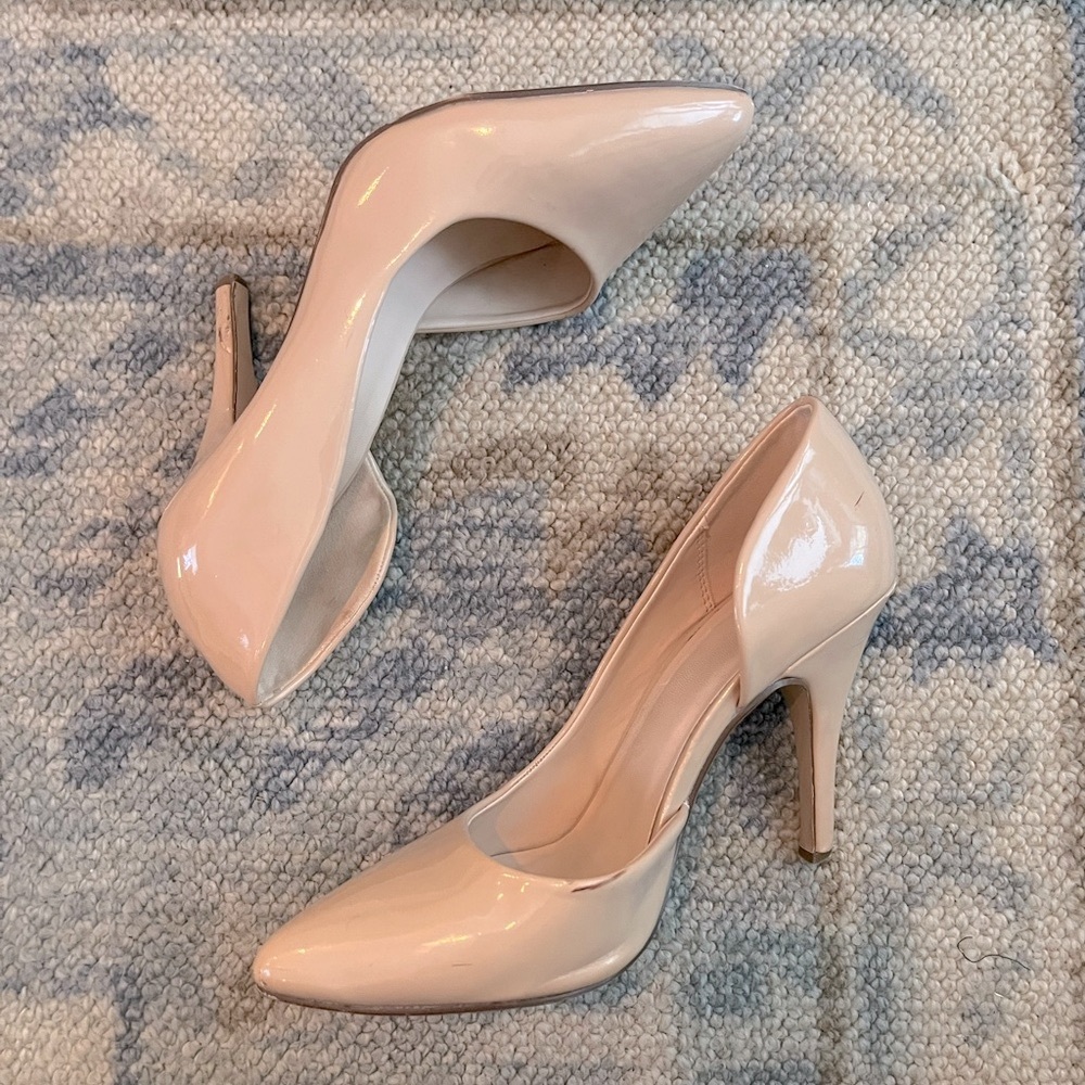 Nude patent d’orsay heels